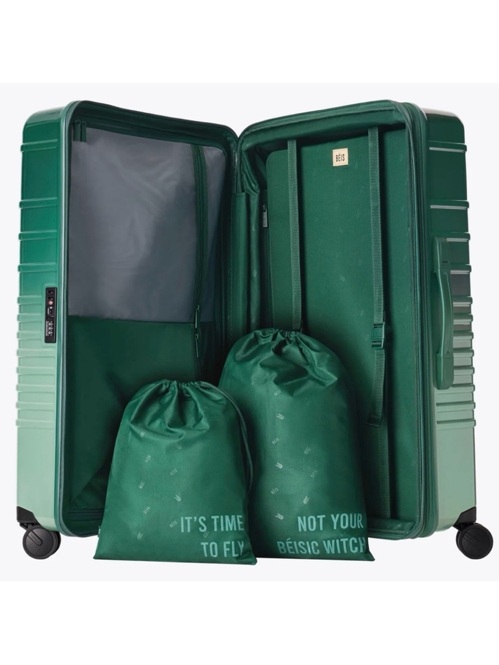 NWT BEIS WICKED GREEN Large Check-In Roller 💚💚 - Picture 3 of 8